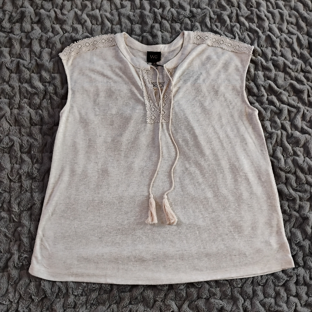 W5 Crochet Tie Front Plus Size Top